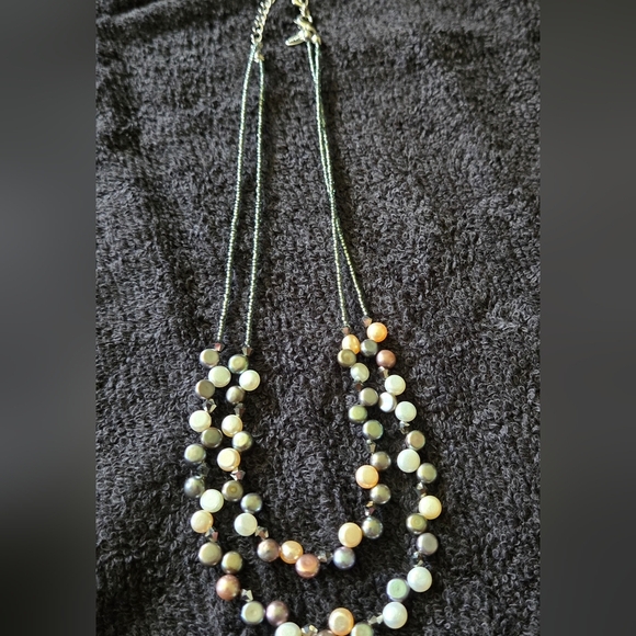 Lia Sophia Feminine Layered Faux Pearl & Crystal Necklace - Picture 1 of 6